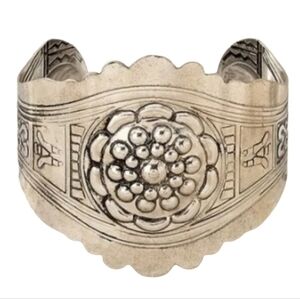 Silvertone Floral Cuff Bracelet